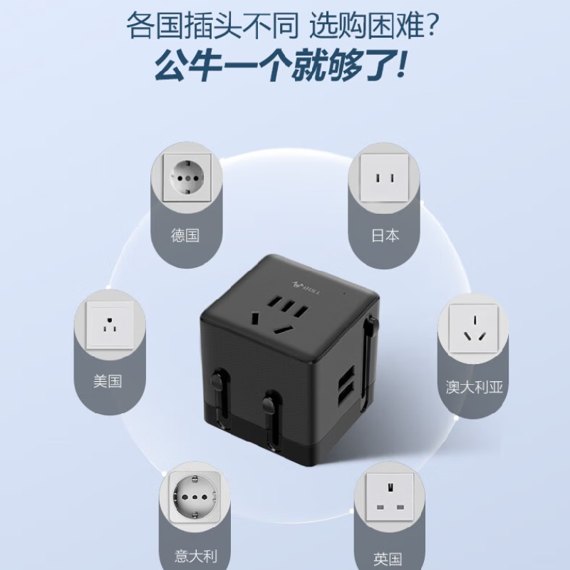 公牛多国旅行转换器L08
