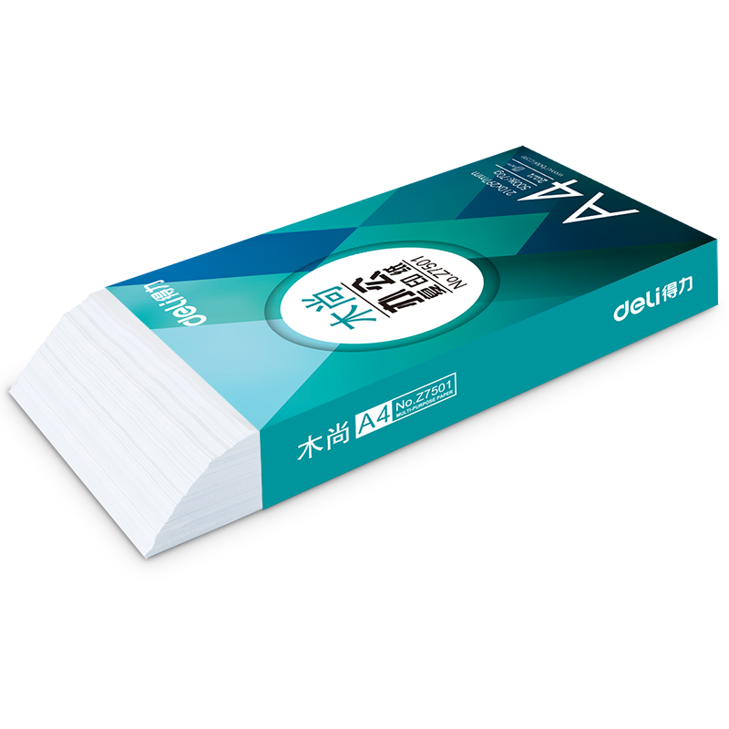 得力 Z7504木尚复印纸口碑优选高性价比行业热销复印纸 A4/70g/10包/箱（500张/包）5000张/10包/箱