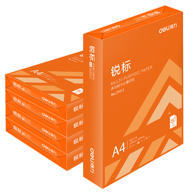 得力（deli） a4打印纸 a4纸复印纸70g打印白纸70g复印纸 办公用品5包装 2500张 70g A4 5包装